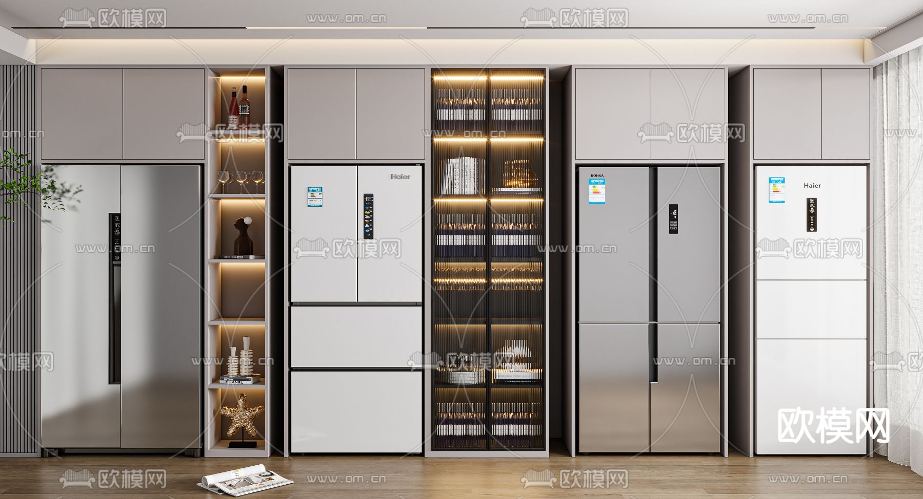 双门冰箱 冰柜3d模型下载（渲染图1）