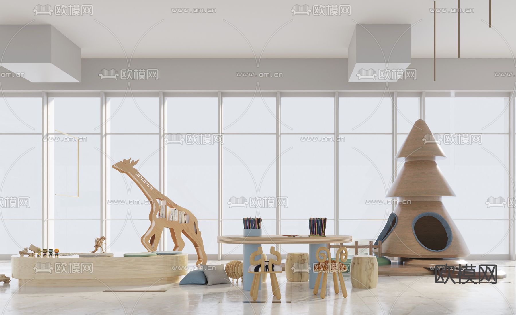 儿童桌椅3d模型下载