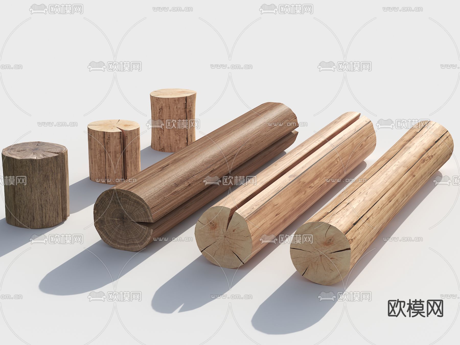 旧枯木 树墩子 木桩su模型下载（渲染图1）