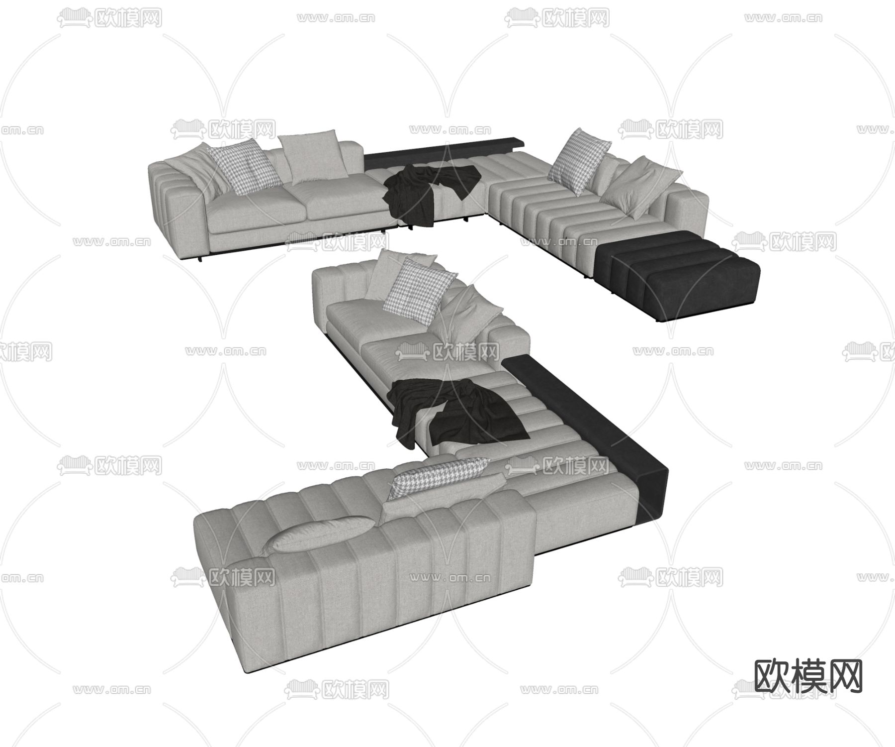 Minotti 多人沙发 转角沙发su模型下载（渲染图2）