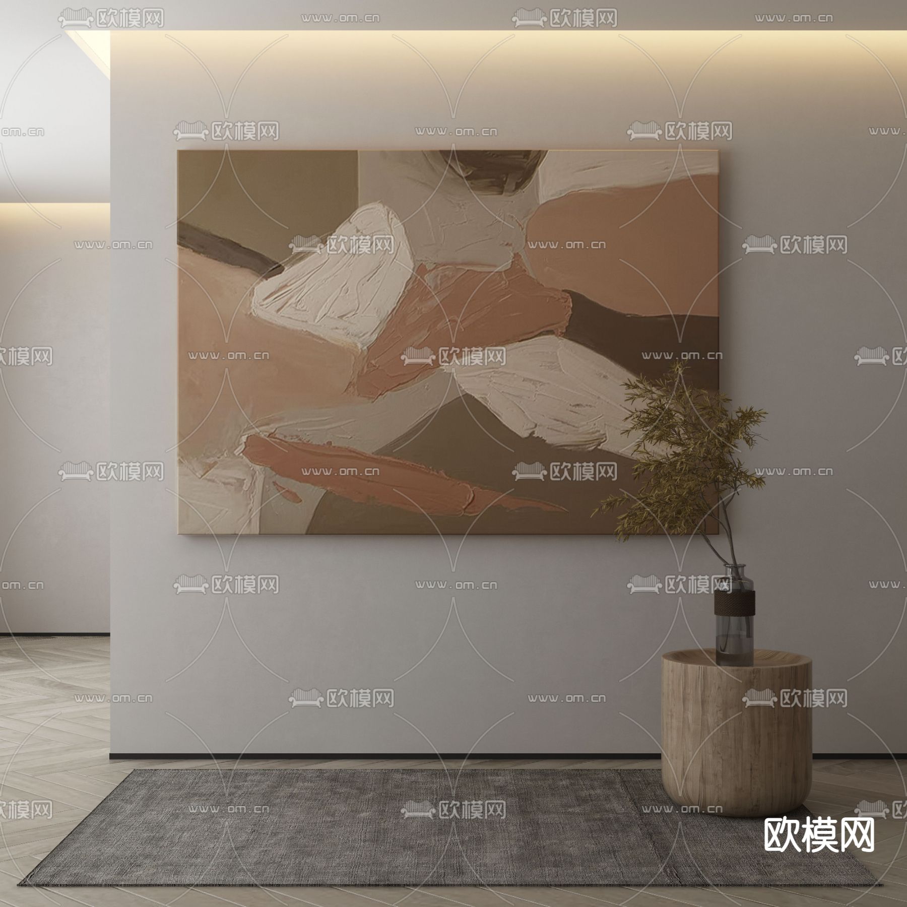 侘寂油画 抽象画 装饰画 挂画3d模型下载_ID14070342_3dmax免费模型-欧模网