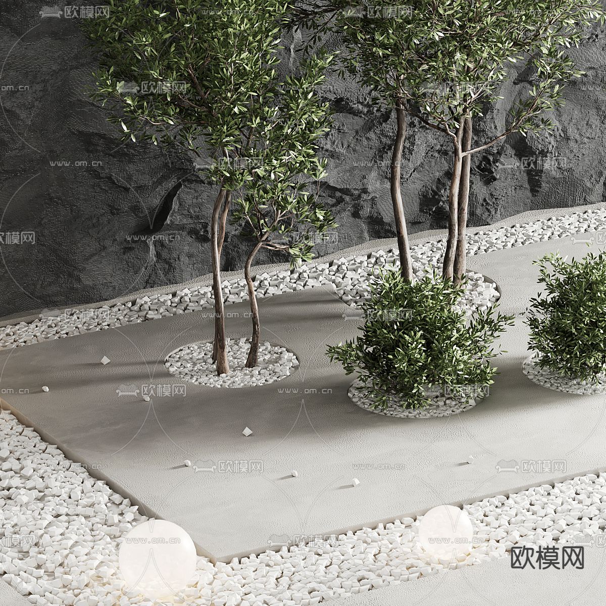 室内景观 植物堆3d模型下载（渲染图3）