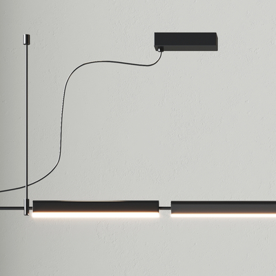  条形办公吊灯su模型 