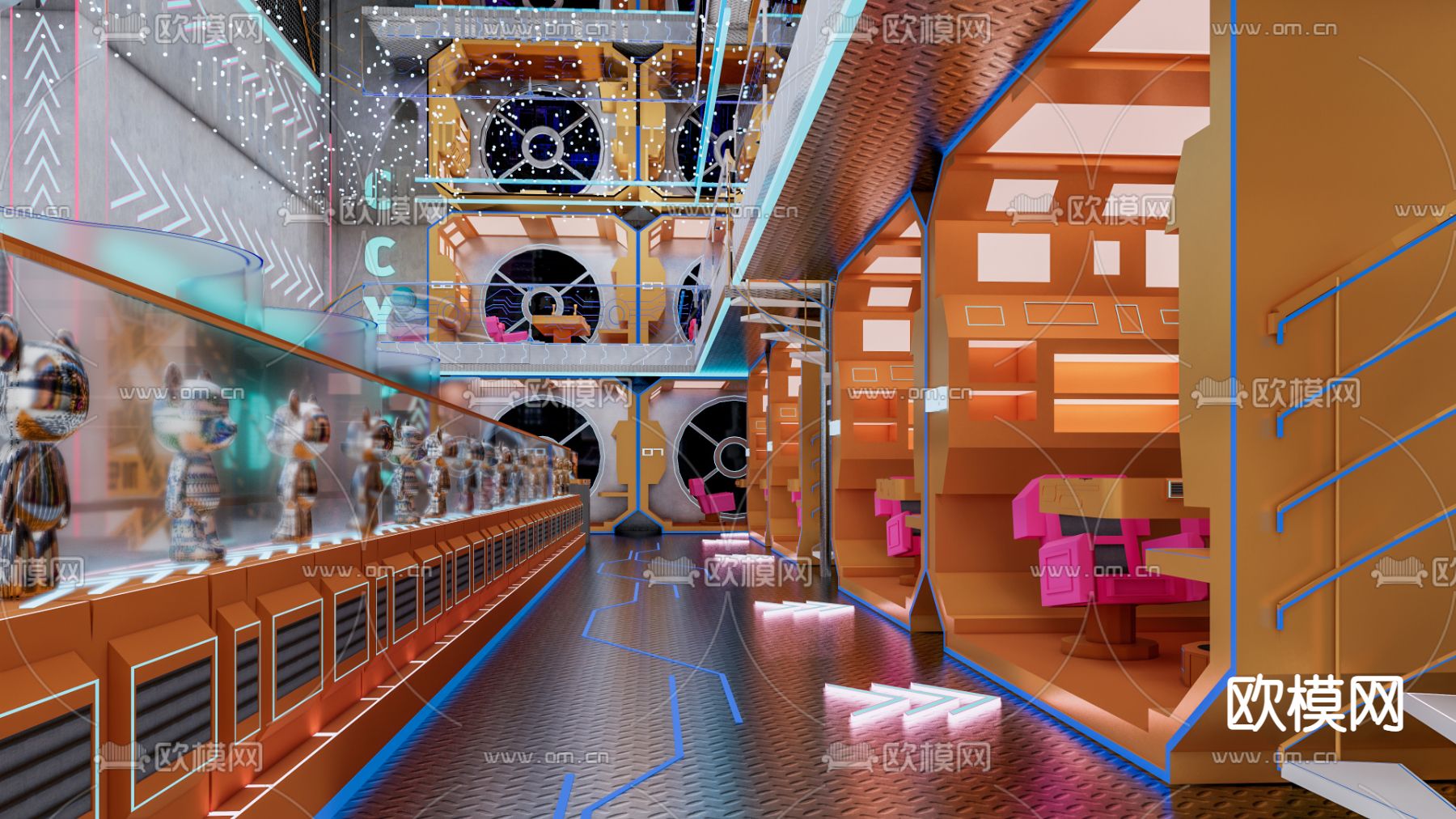 电玩城 游戏城su模型下载（渲染图1）