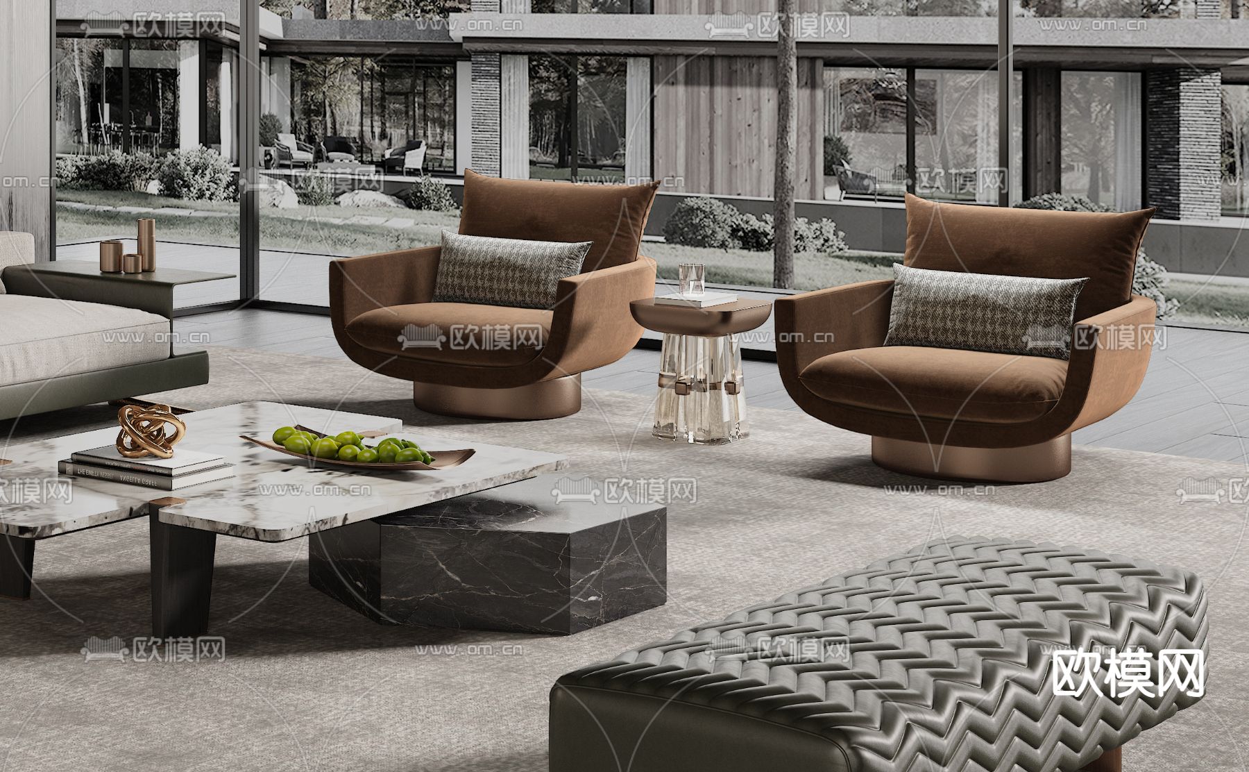Minotti 组合沙发su模型下载（渲染图3）