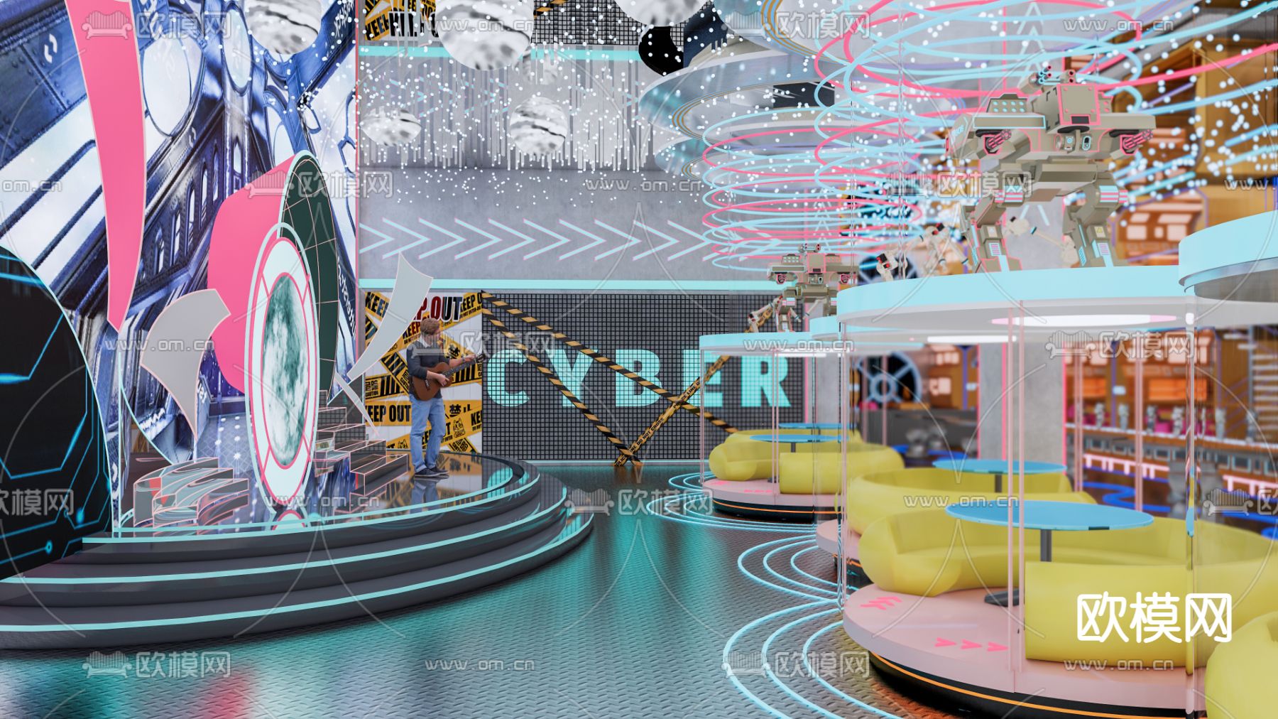 电玩城 游戏城su模型下载（渲染图2）