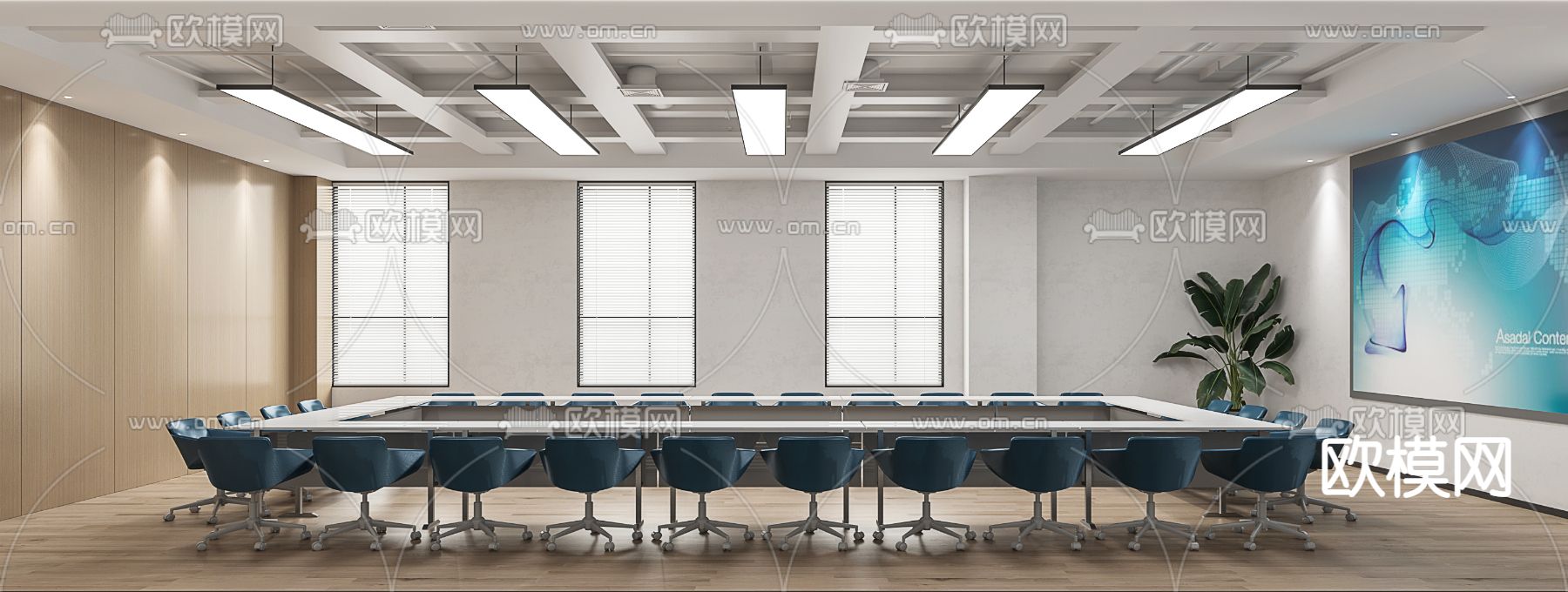 公共办公室 办公区3d模型下载（渲染图3）