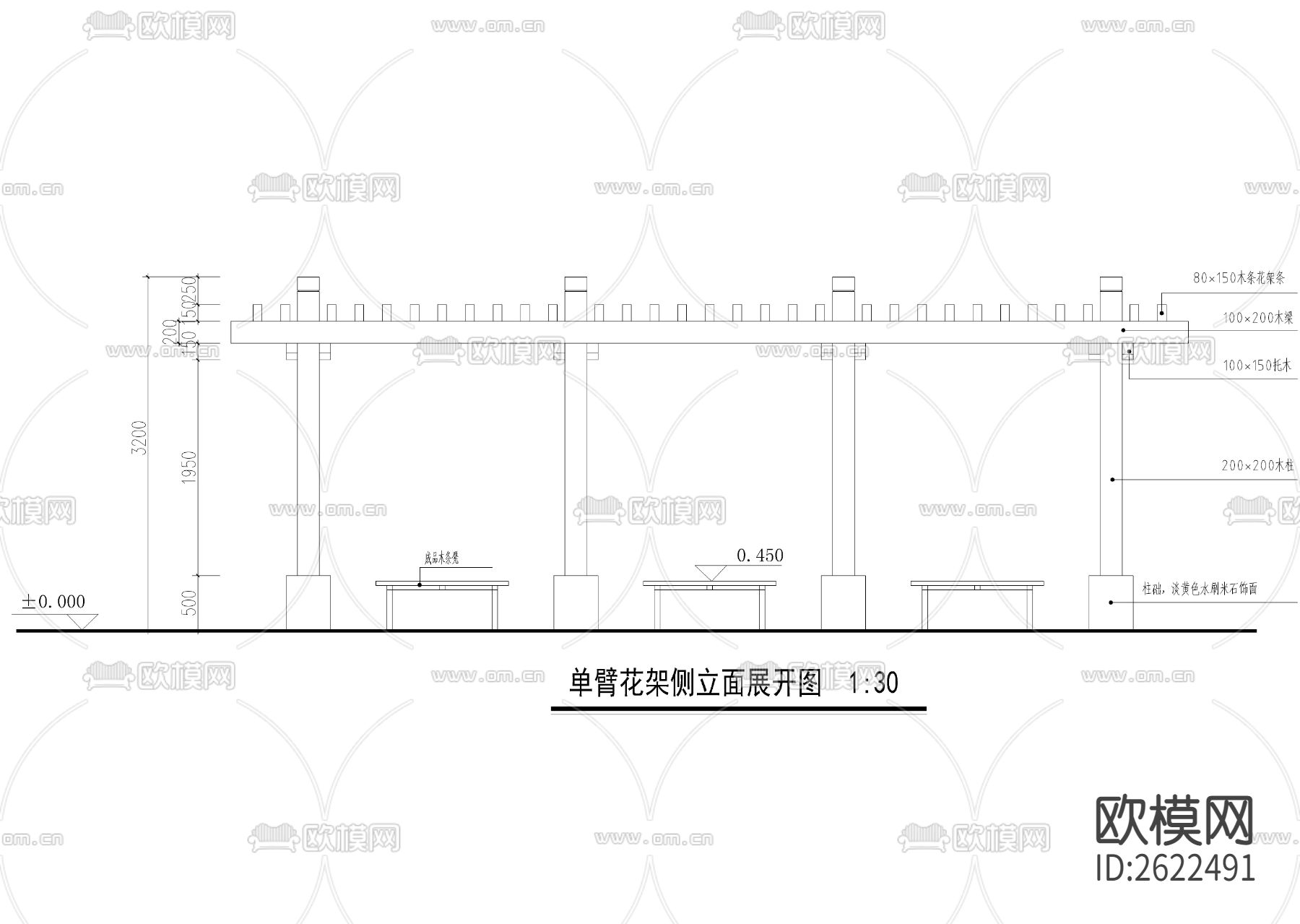 单臂花架节点大样下载（渲染图3）