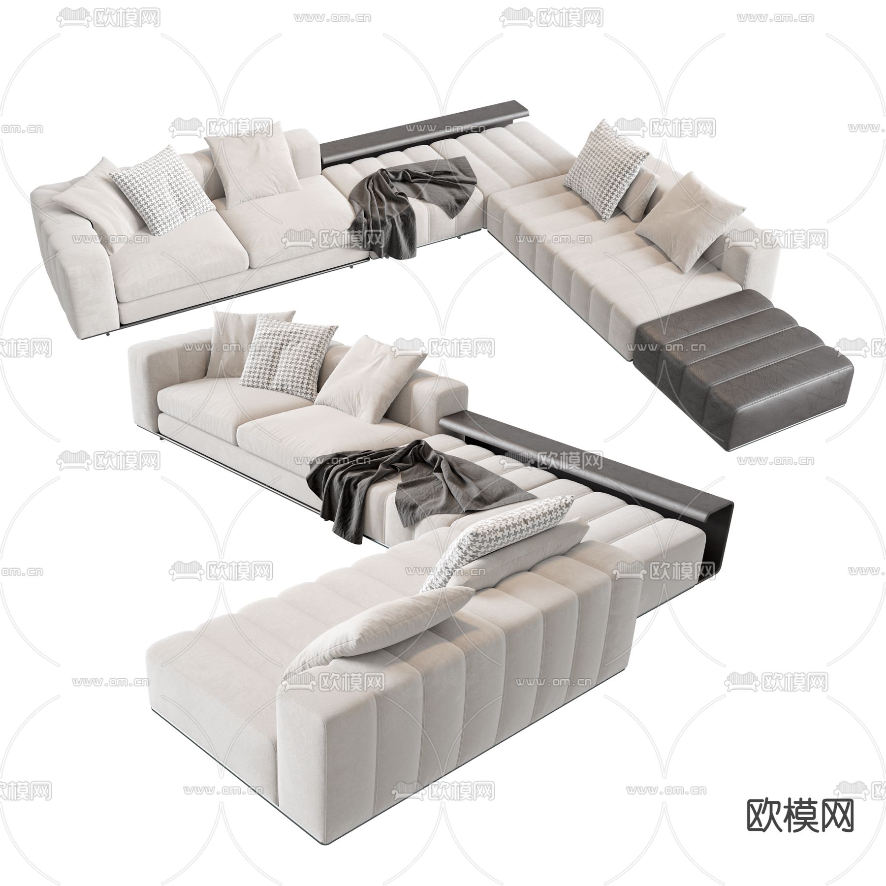 Minotti 多人沙发 转角沙发su模型下载（渲染图1）