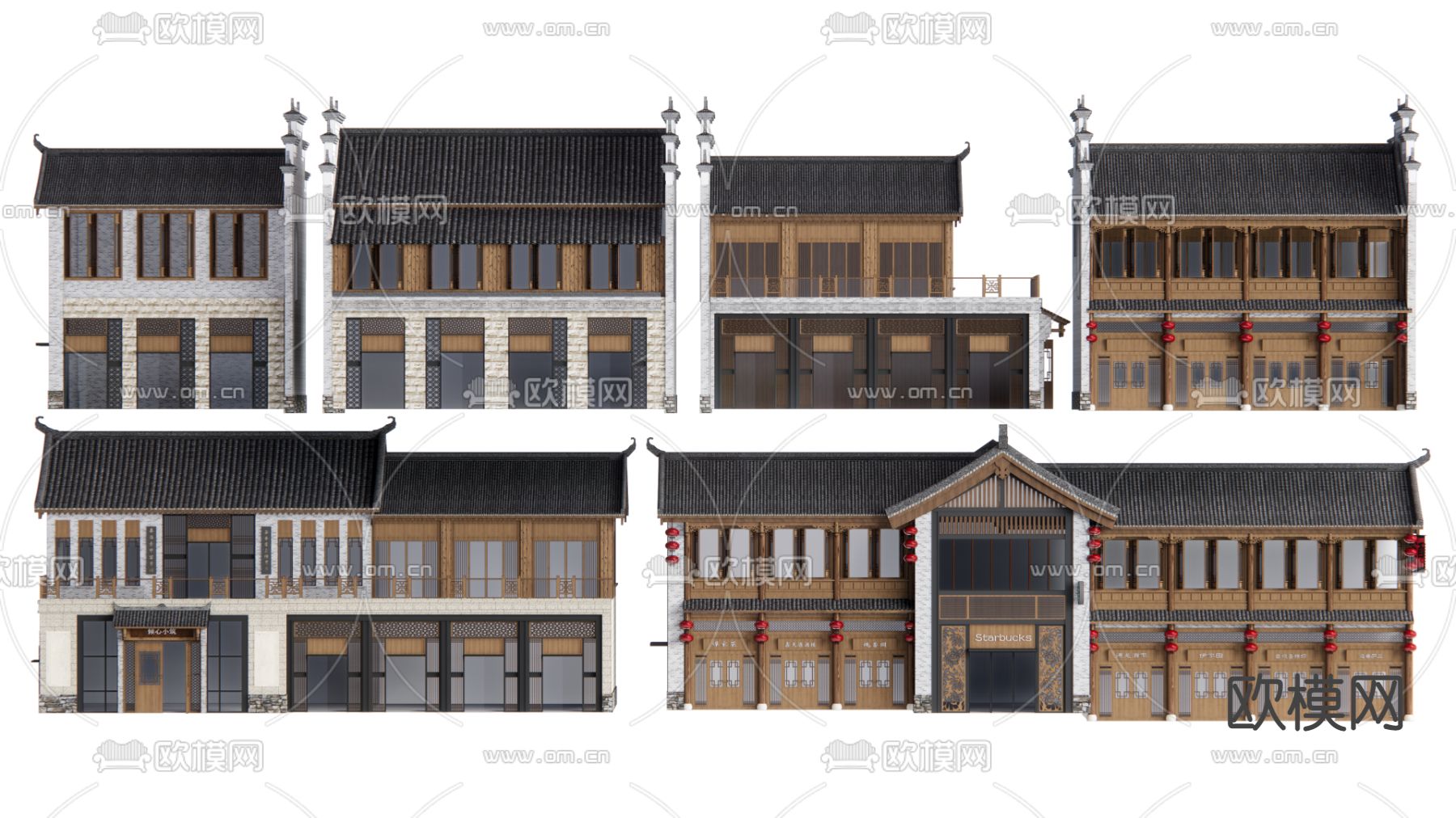 中式建筑 酒楼su模型下载（渲染图1）