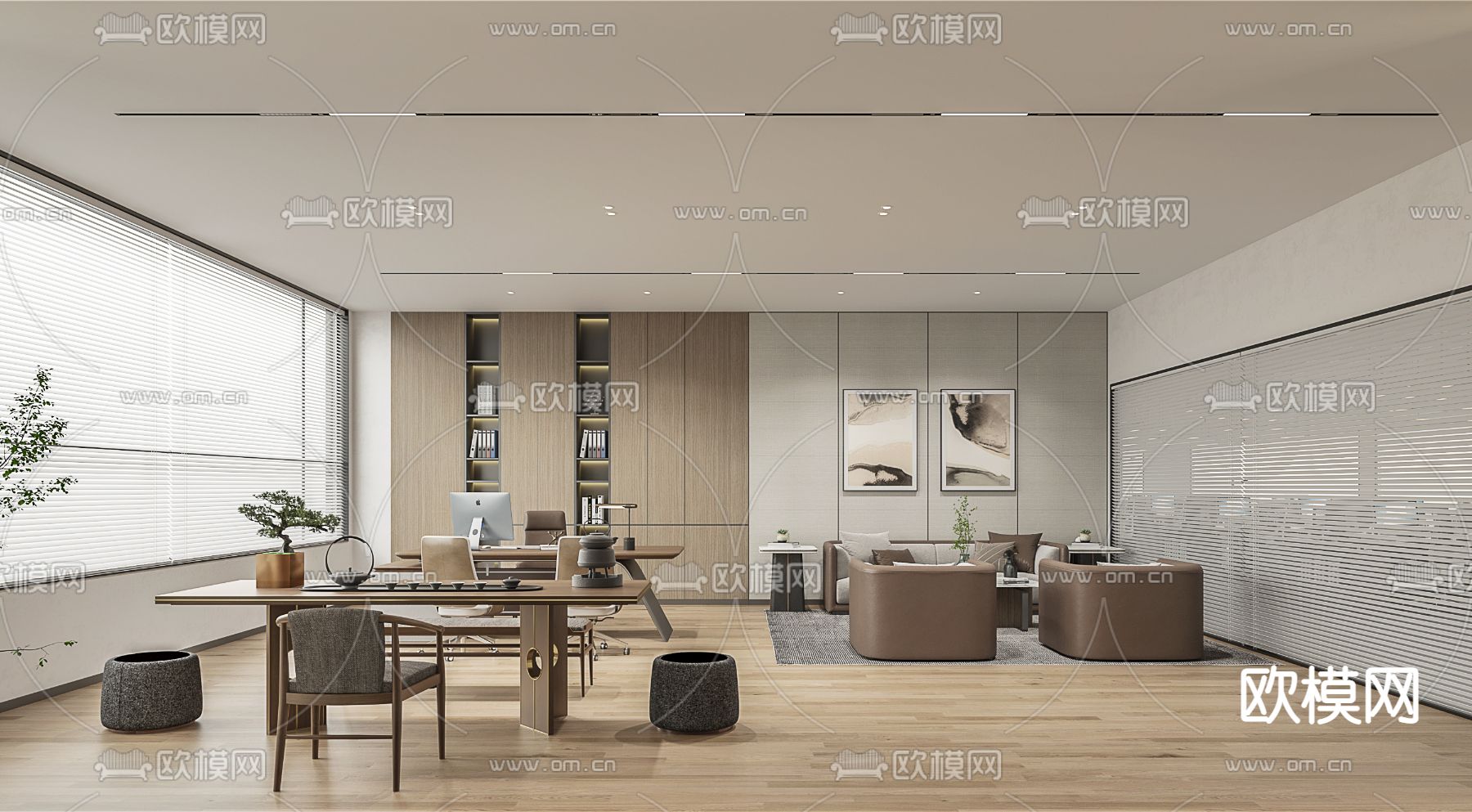 公共办公室 办公区3d模型下载（渲染图4）