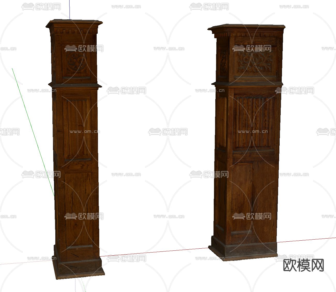欧式木柱 柱子su模型下载（渲染图2）