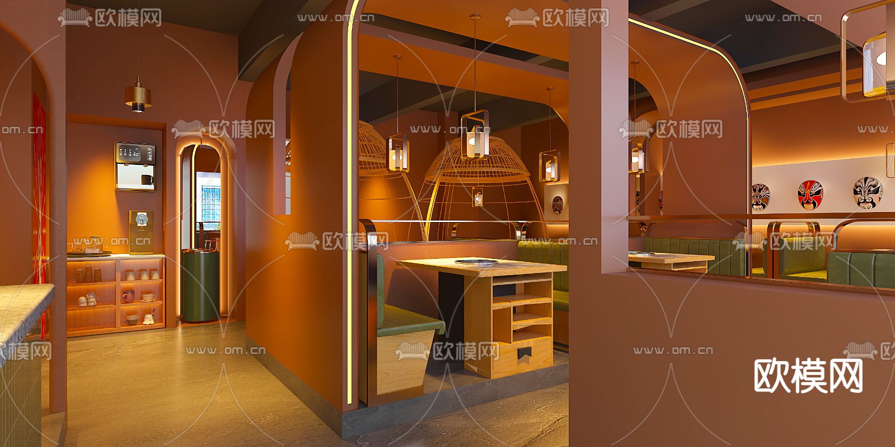 火锅店免费3d模型下载（渲染图4）