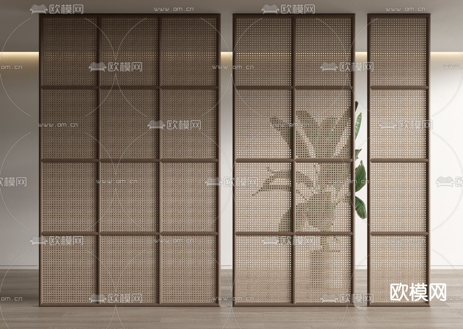 侘寂藤编屏风 隔断su模型下载（渲染图1）