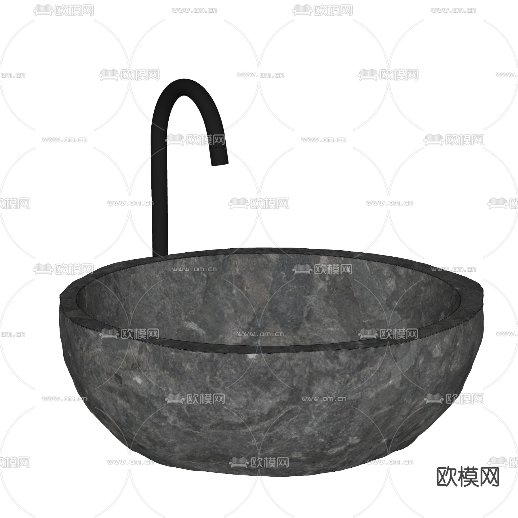 毛石洗手池 台盆su模型下载（渲染图2）