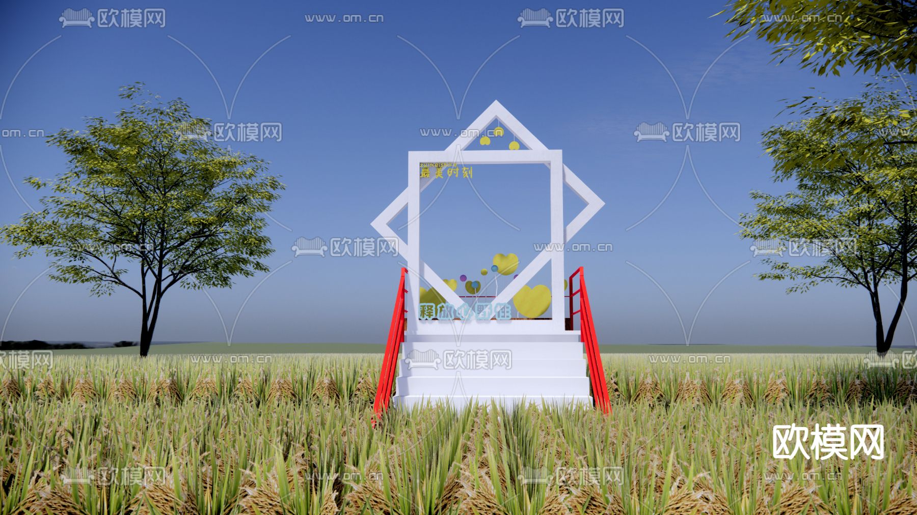 相框拍照景观 网红打卡点su模型下载 Id14070175 Sketchup模型下载 欧模网