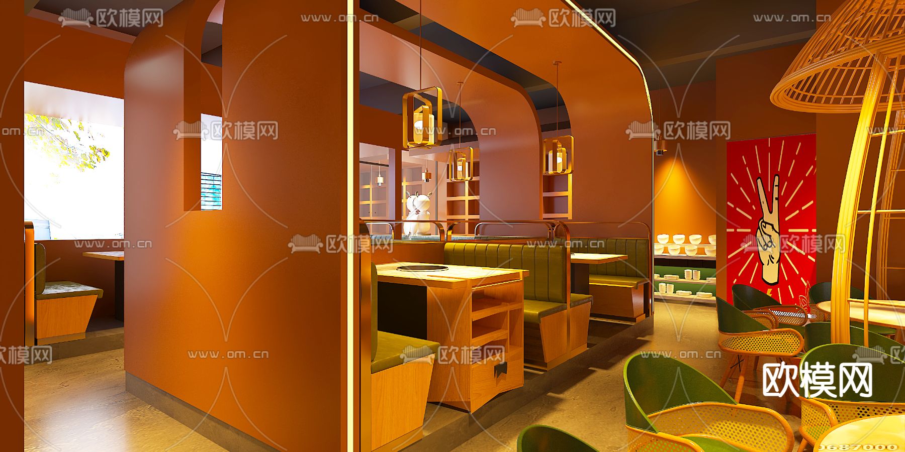 火锅店免费3d模型下载（渲染图3）