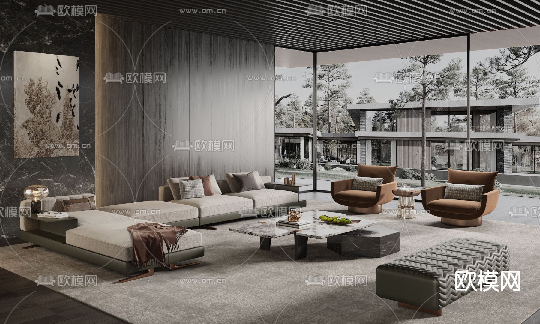 Minotti 组合沙发su模型下载（渲染图1）