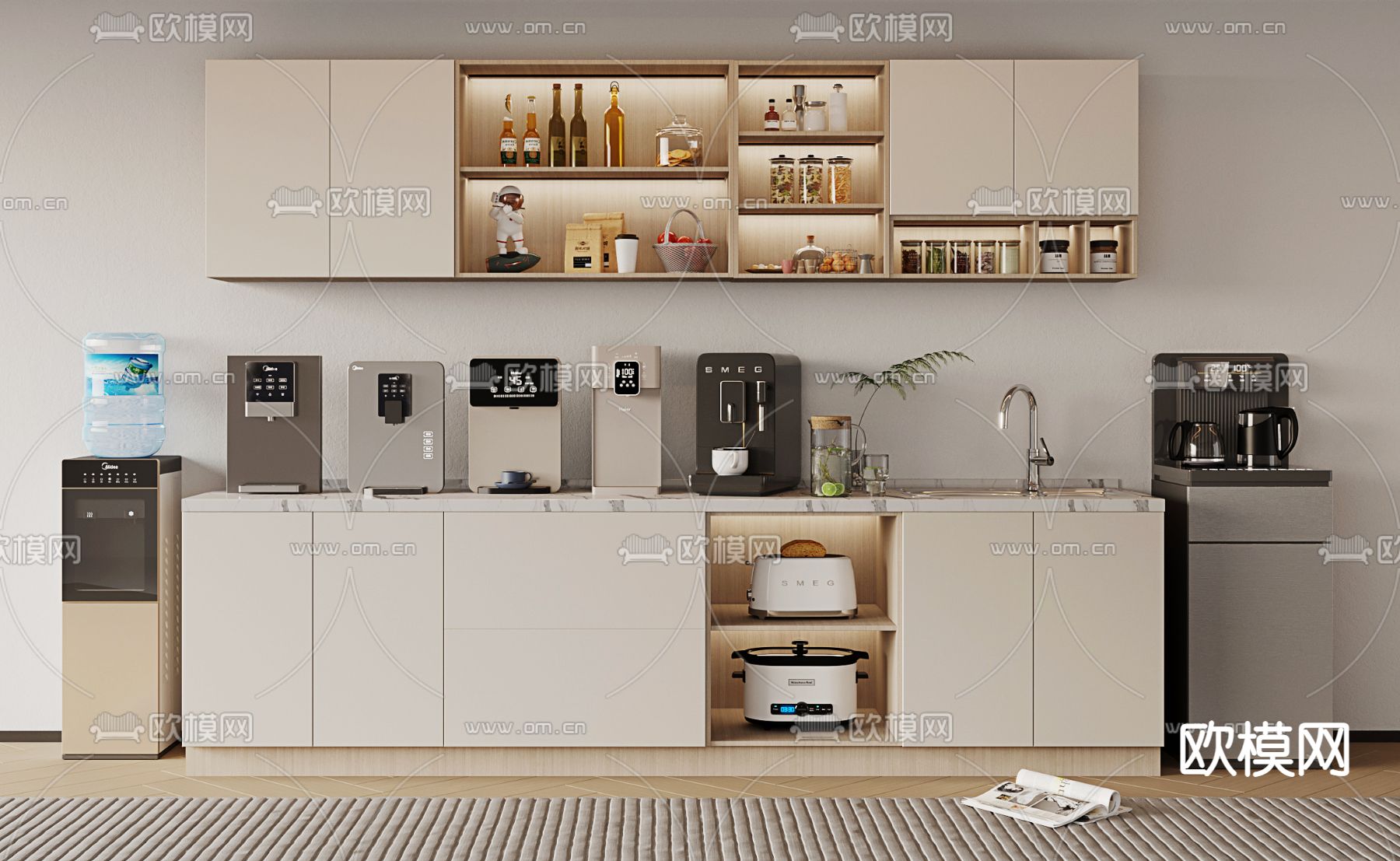 茶水间 茶水柜 餐边柜3d模型下载