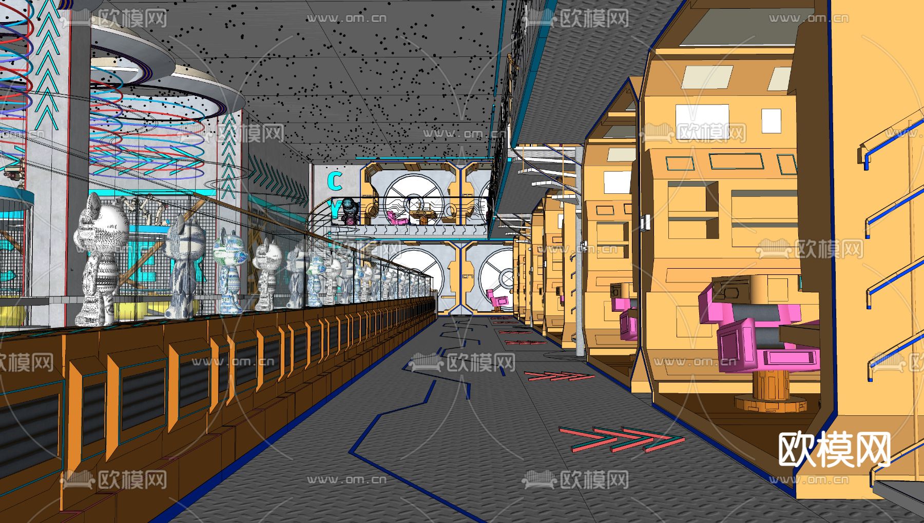 电玩城 游戏城su模型下载（渲染图4）