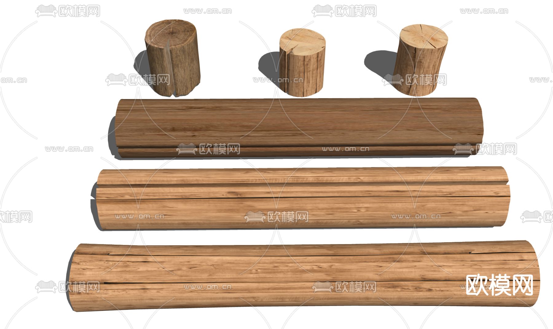 旧枯木 树墩子 木桩su模型下载（渲染图3）