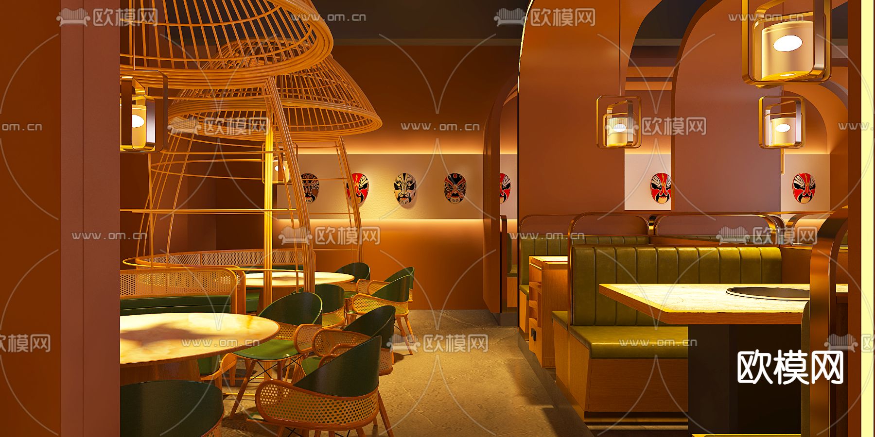 火锅店免费3d模型下载（渲染图1）