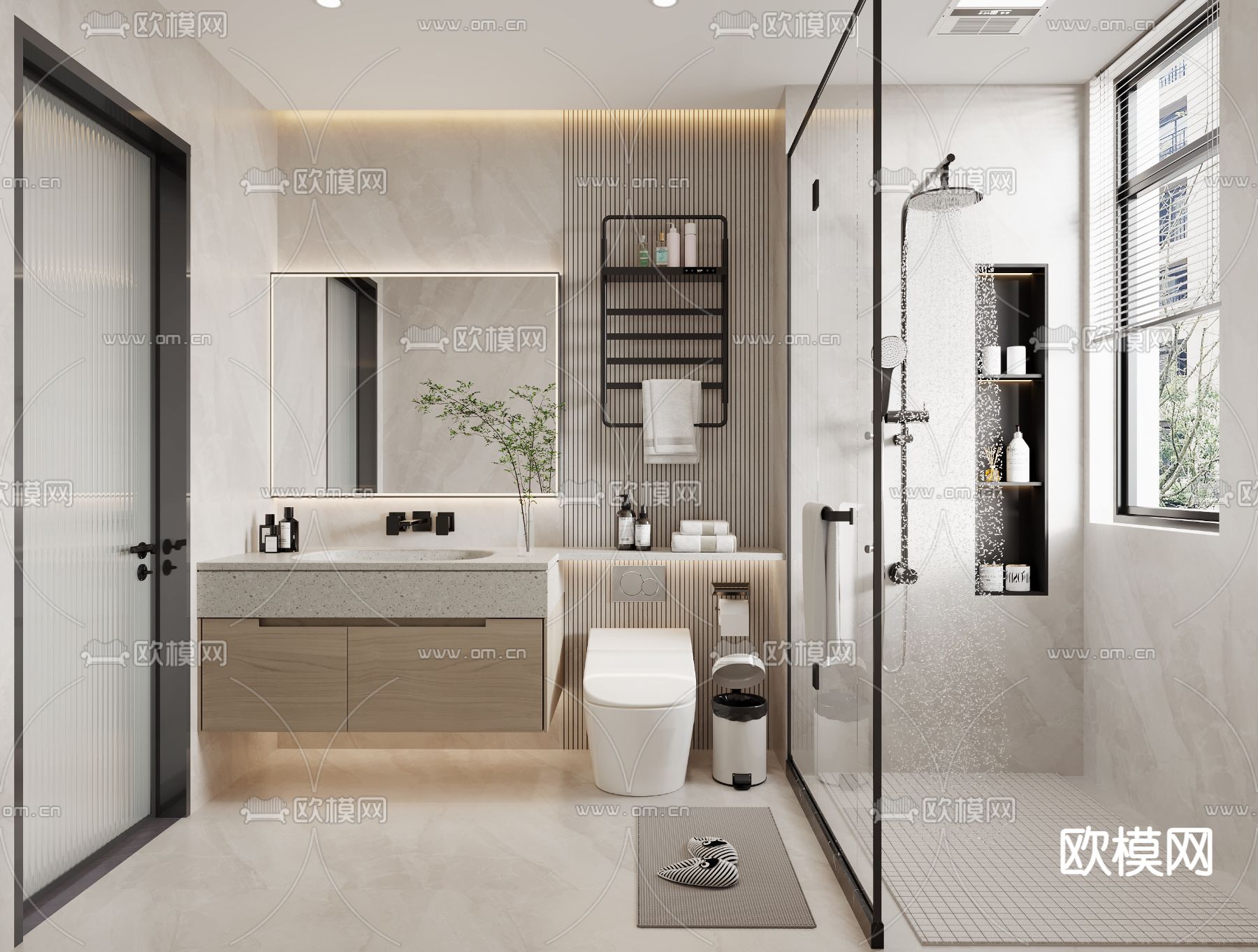 现代卫生间 浴室 洗手间3d模型下载