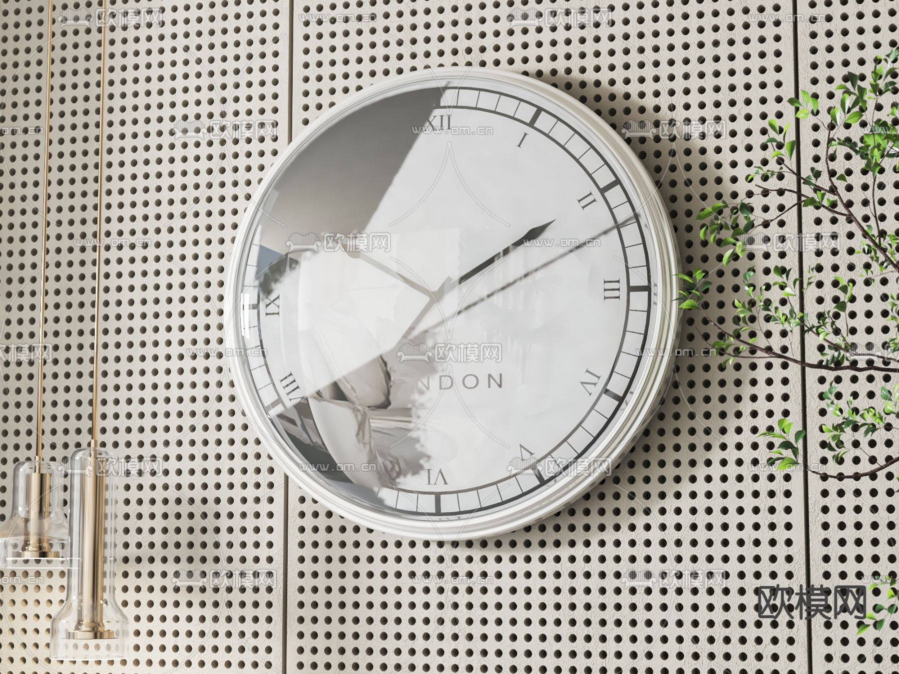 圆钟 挂钟 钟表su模型下载（渲染图1）