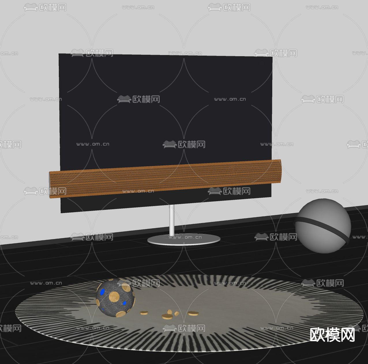 液晶屏 电视机su模型下载（渲染图2）