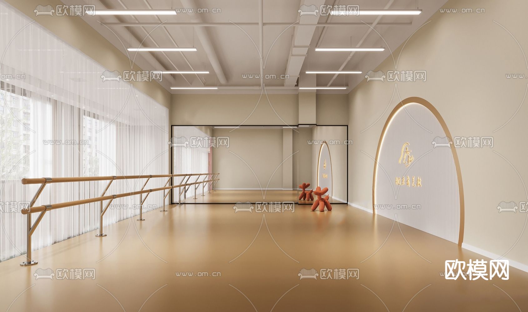 舞蹈教室 训练室su模型下载_ID14071749_sketchup模型下载-欧模网