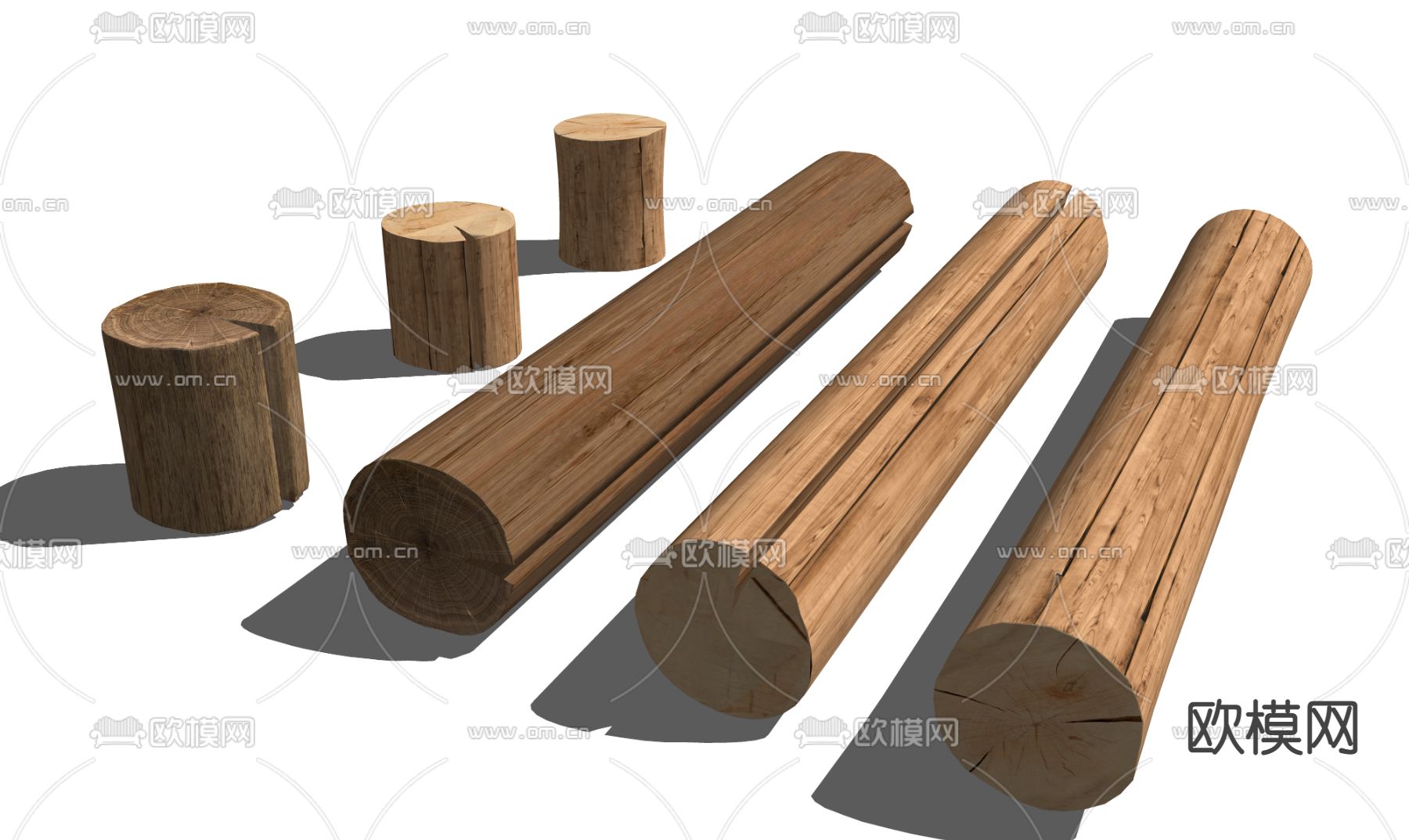 旧枯木 树墩子 木桩su模型下载（渲染图2）