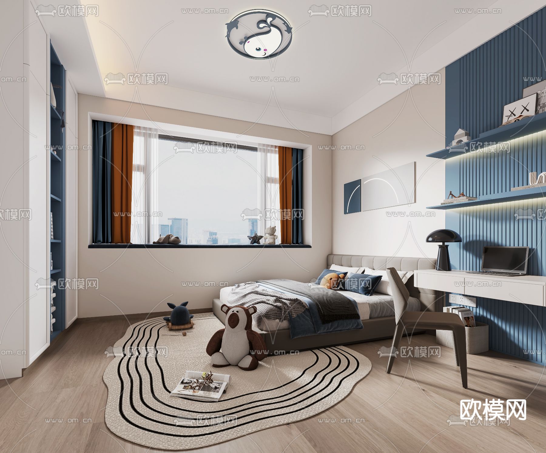 儿童房 卧室 男孩房免费3d模型下载