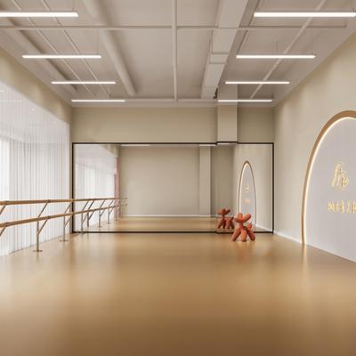  舞蹈教室 训练室su模型 