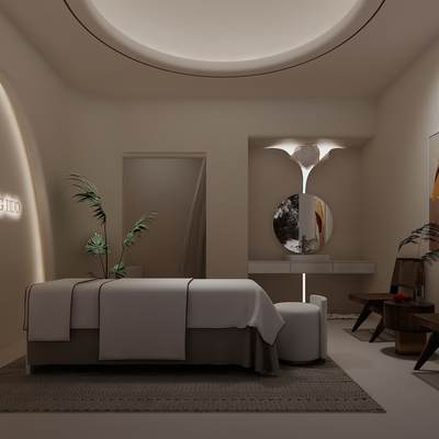  侘寂美容院 SPA 护理房su模型 