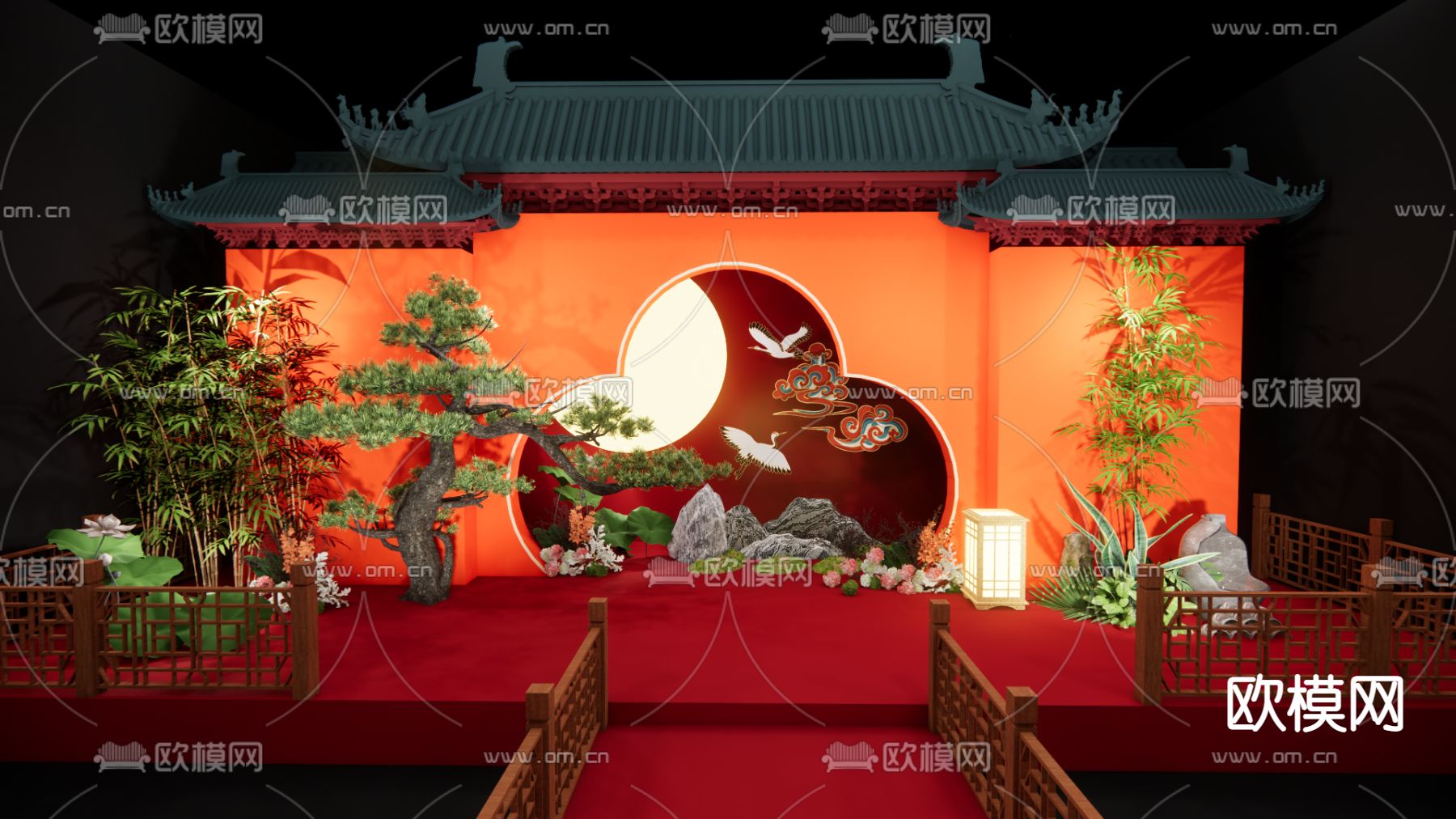 中式婚礼 美陈 舞台su模型下载（渲染图3）