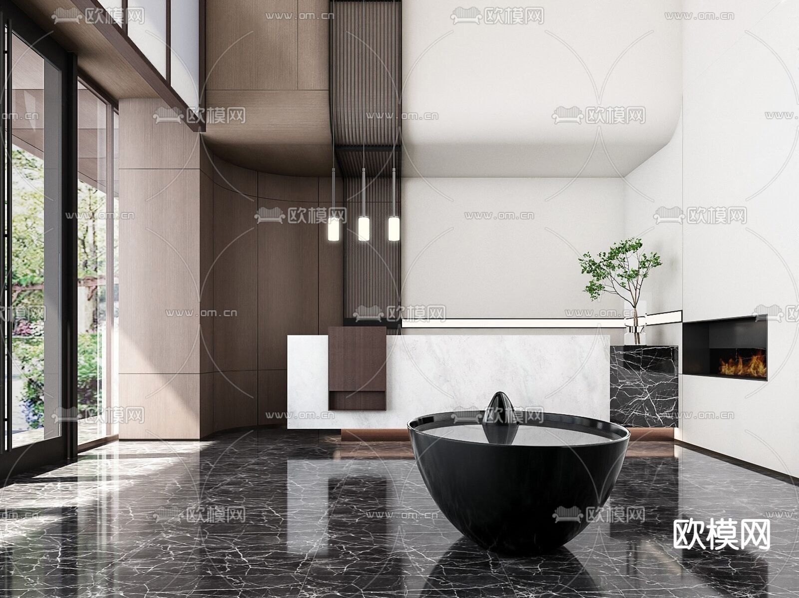 售楼处前台 接待台su模型下载（渲染图1）