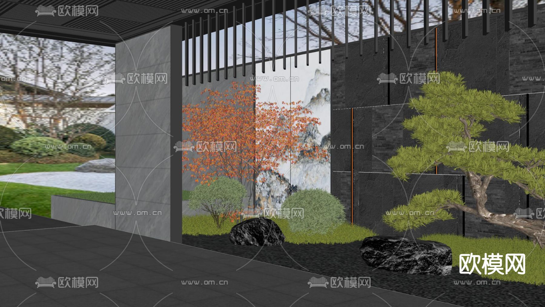 植物堆 庭院景观su模型下载（渲染图2）