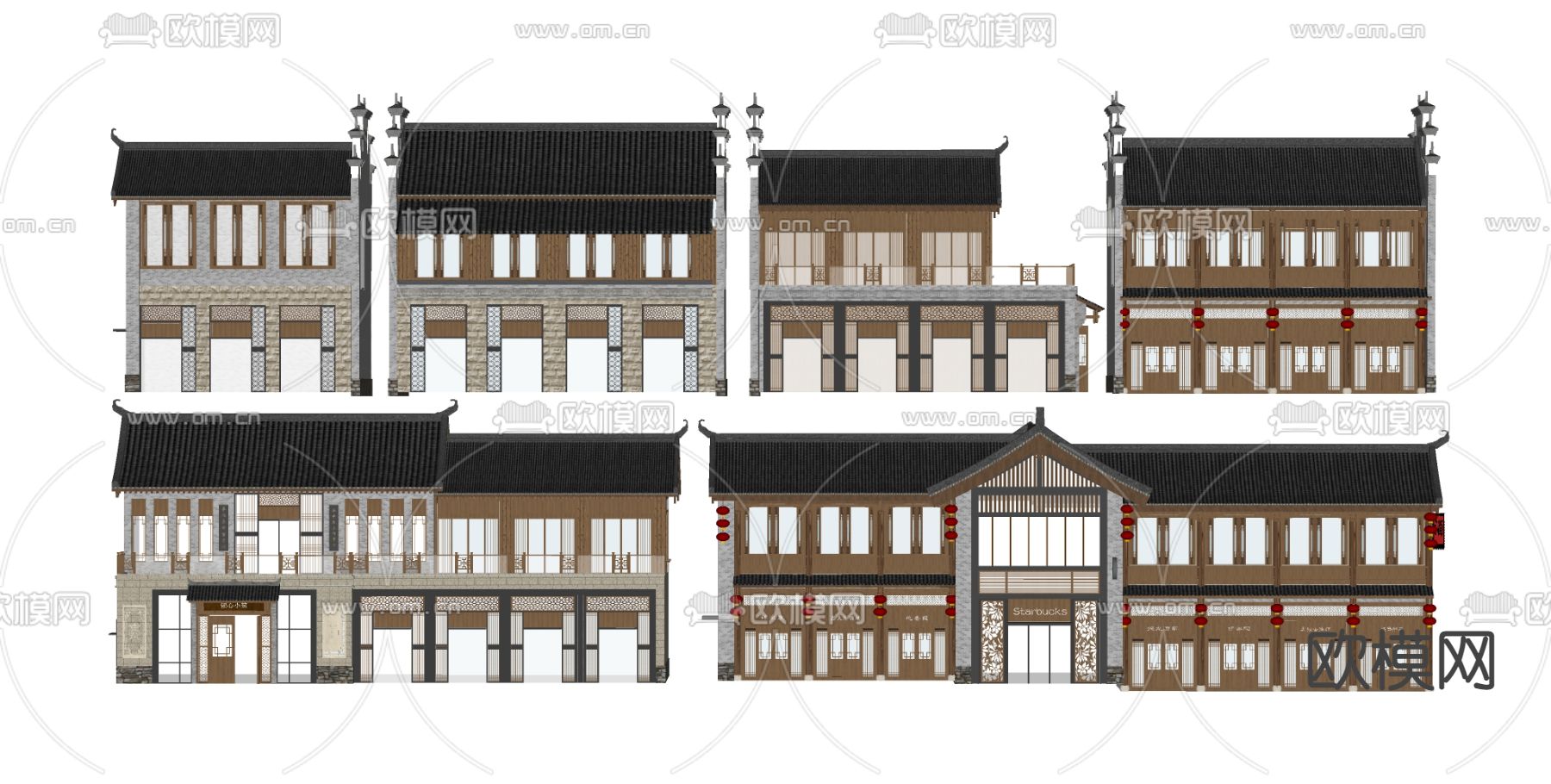 中式建筑 酒楼su模型下载（渲染图2）
