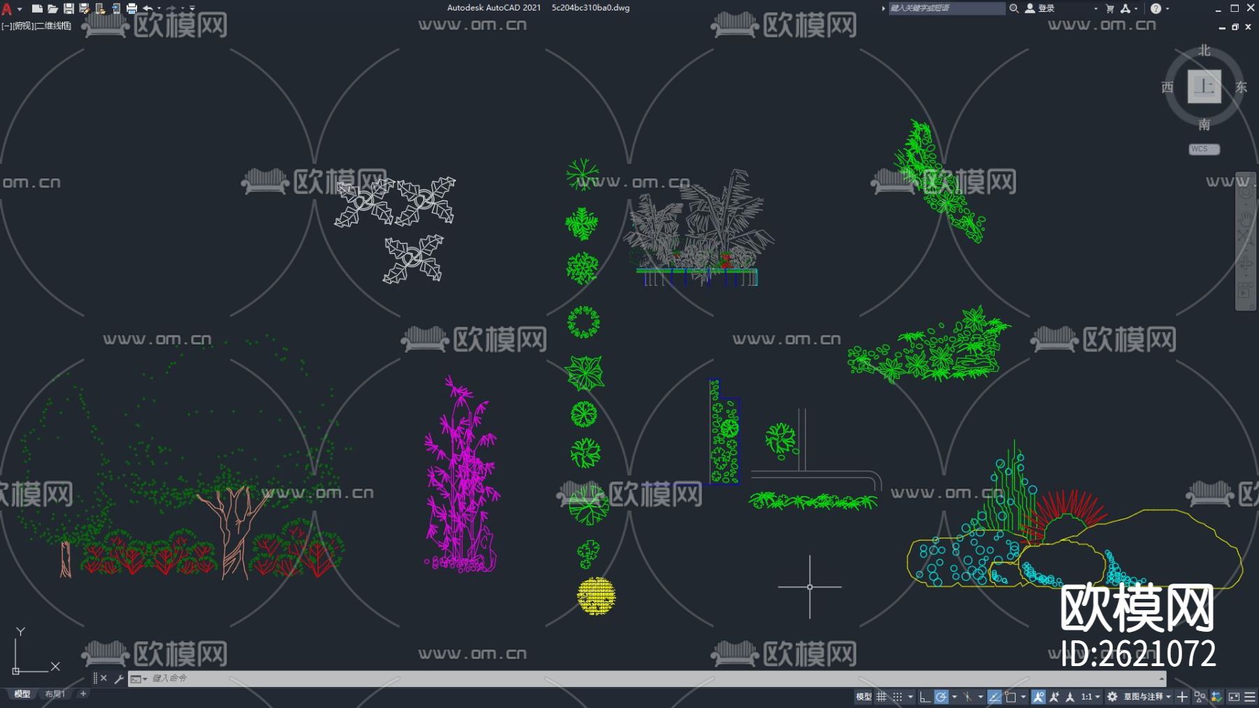 景观植物景观平面图块cad图库下载