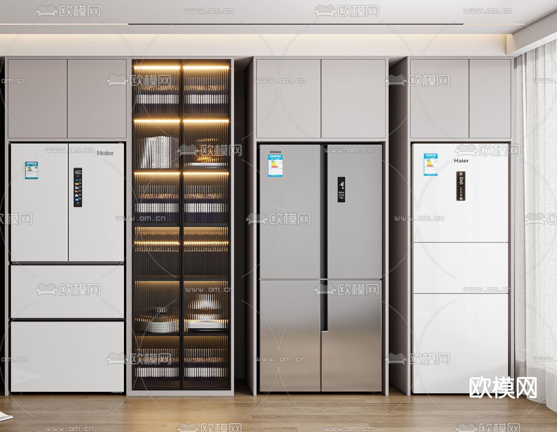 双门冰箱 冰柜3d模型下载（渲染图3）