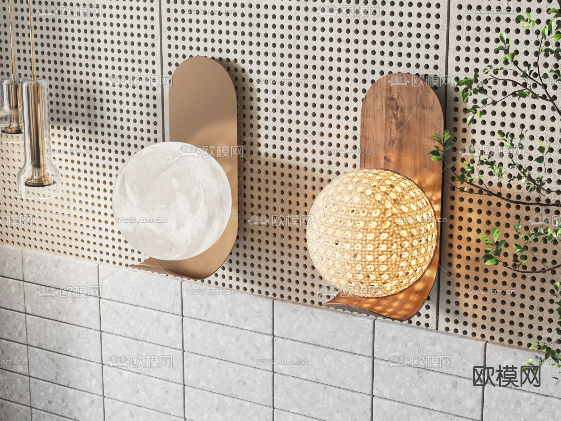 侘寂风壁灯su模型下载（渲染图1）