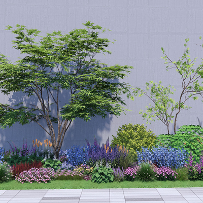  景观树 花草丛 植物堆su模型 