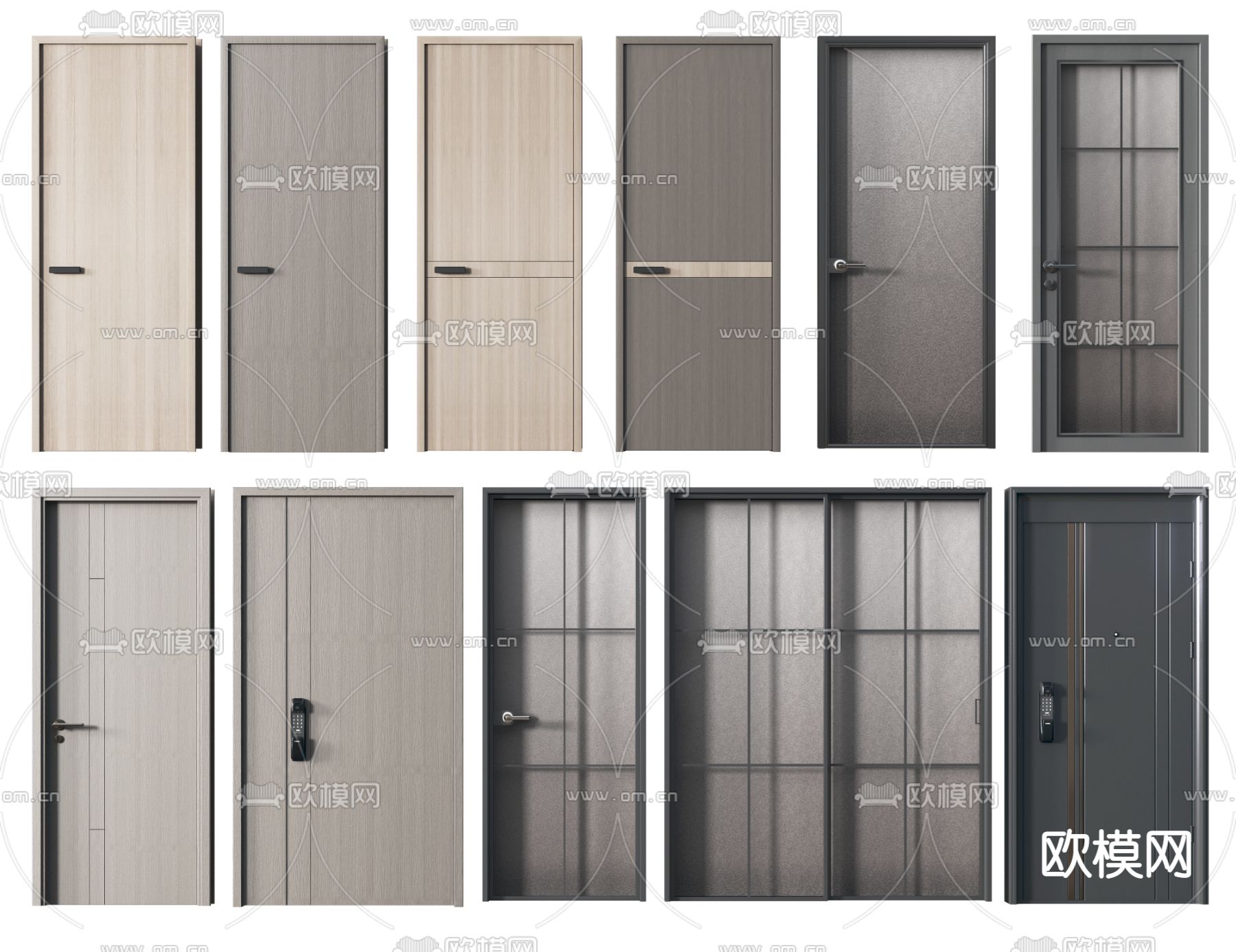 入户门 防盗门 房门 厨卫门3d模型下载（渲染图1）