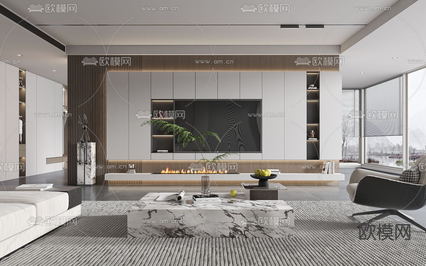 现代客厅3d模型下载（渲染图2）