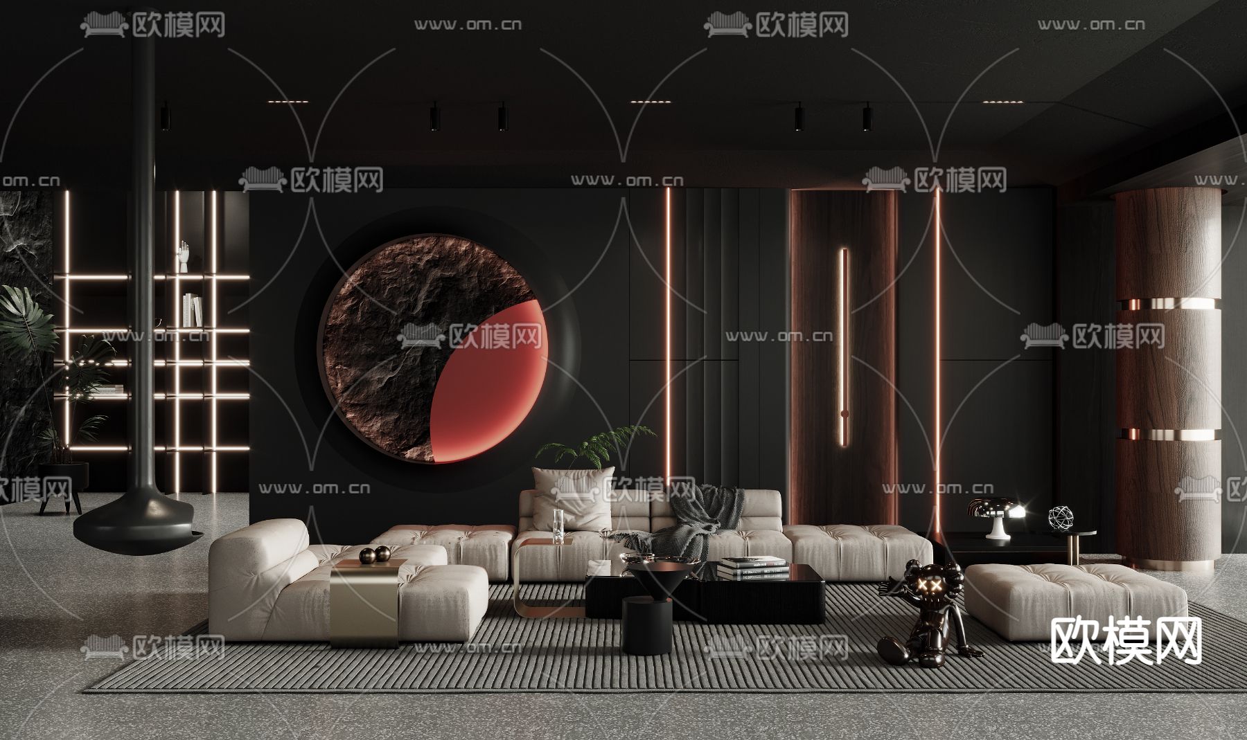 黑暗风客厅3d模型下载