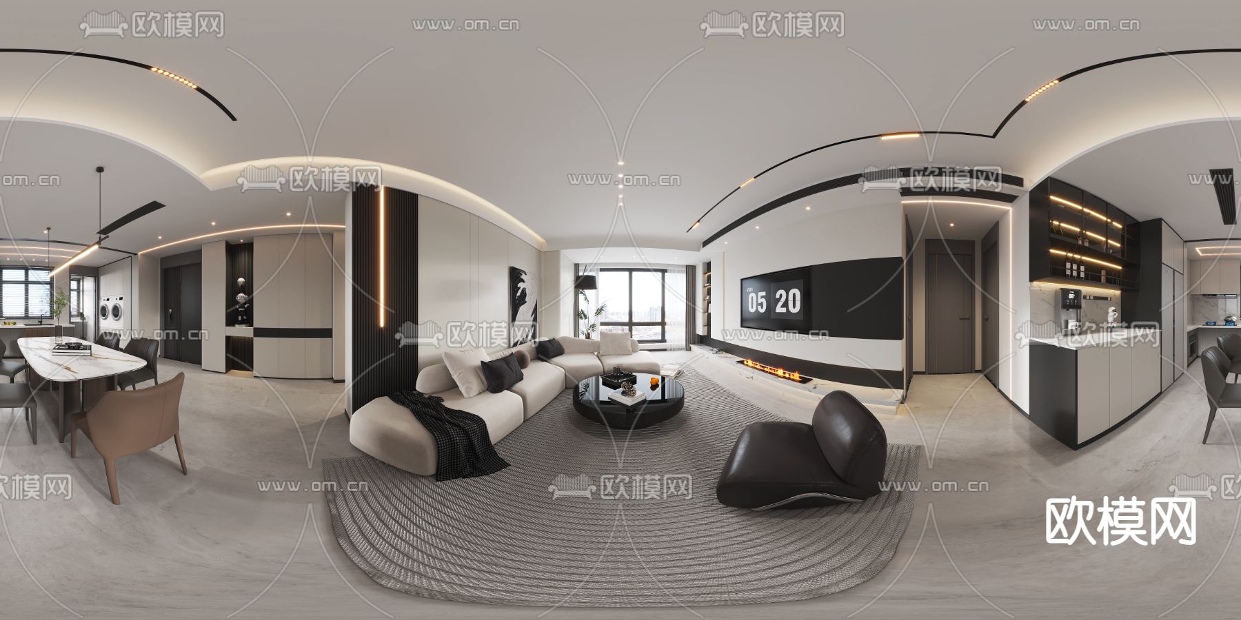 现代客餐厅VR全景模型