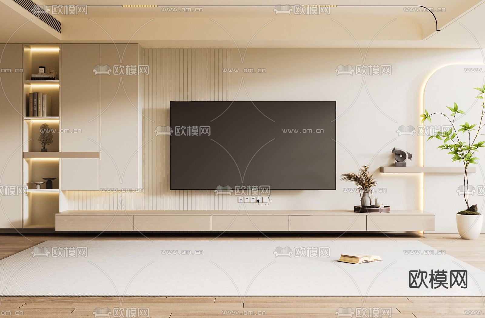 电视背景墙su模型