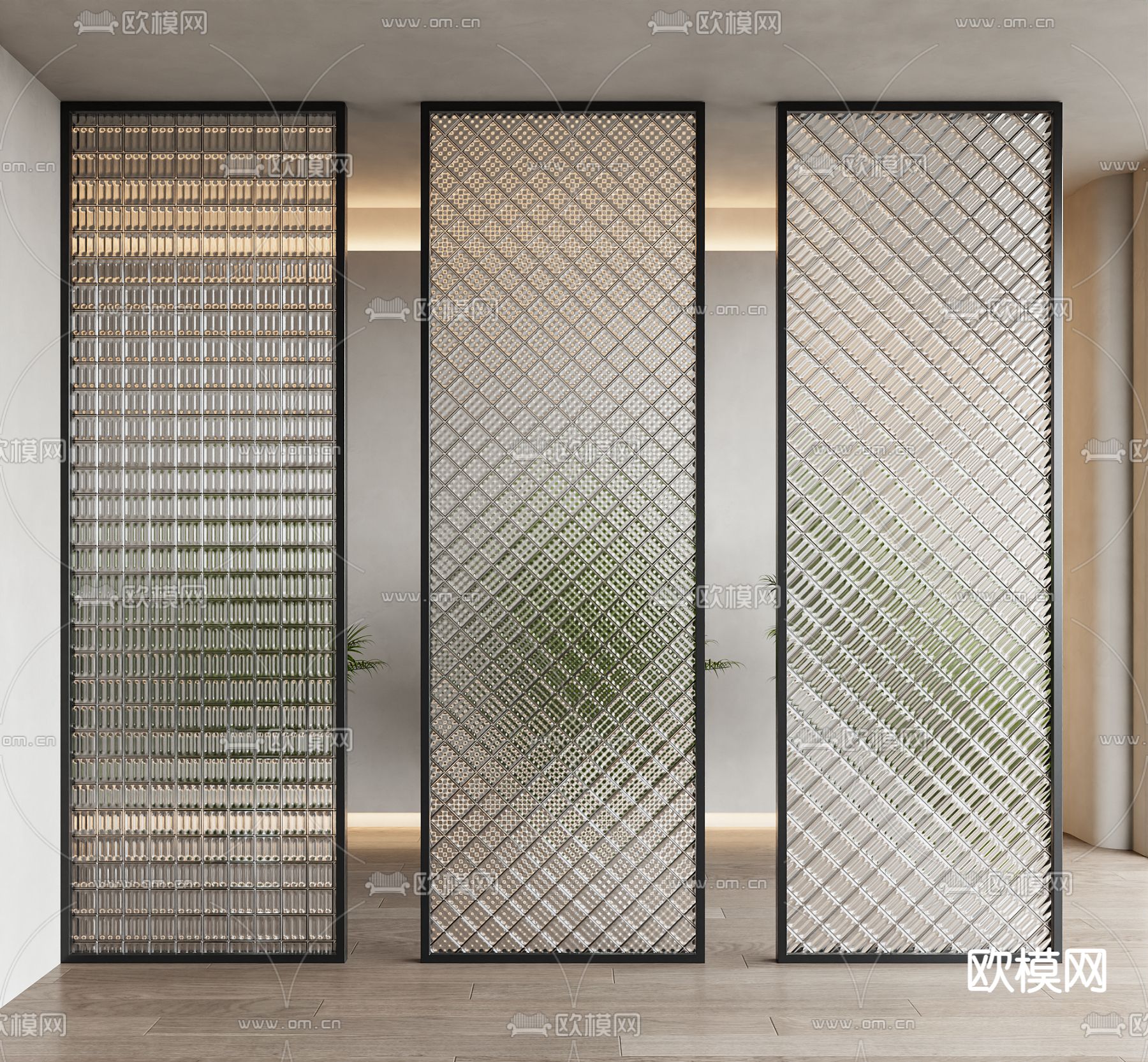 玻璃隔断 屏风3d模型下载