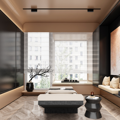  新中式SPA馆 护理房su模型 