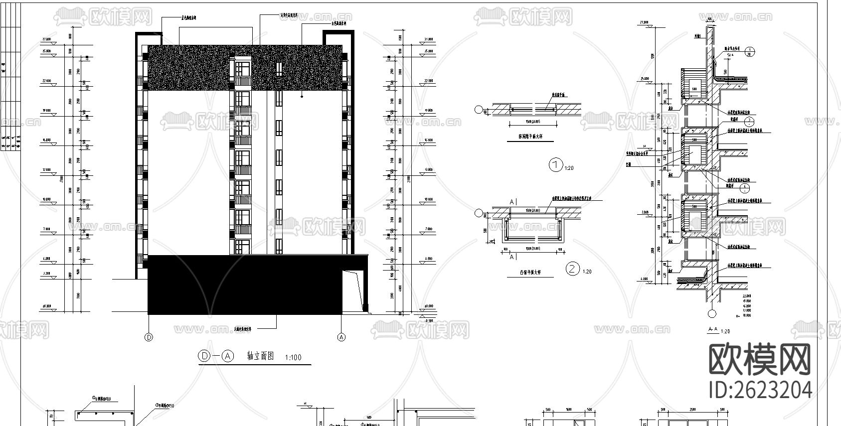 深圳金沙花园A栋CAD施工图下载（渲染图2）